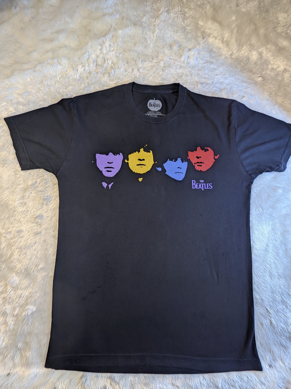 The Beatle's Black Graphic Tee with Color Pop Faces